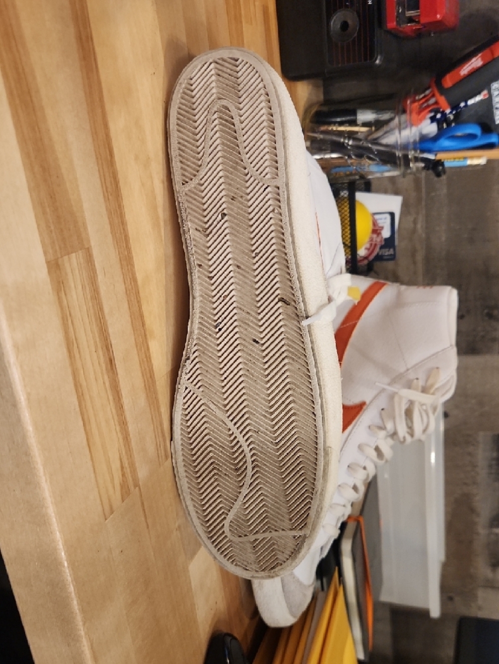 Nike White and Orange Hitops - Picture 7 of 8